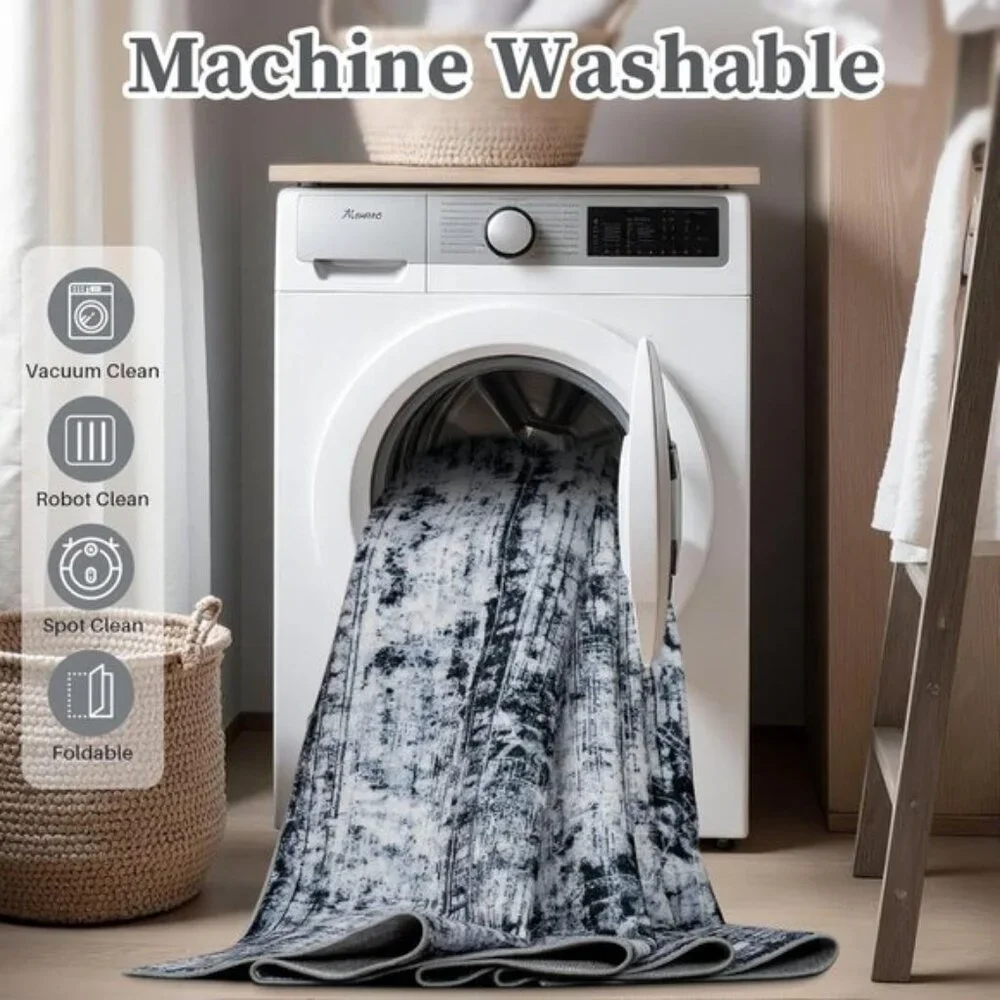6x9 Vintage Washable Rug, Ultra-Soft, Non-Slip, Low Pile Carpet for Home & Room